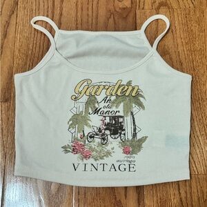 SHEIN Cream Vintage Graphic Tank Top